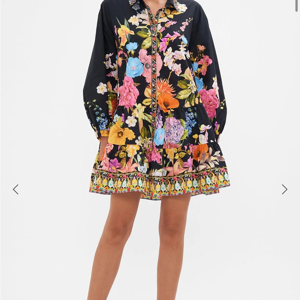 Camilla Floral Black Dress with Colorful Blooms